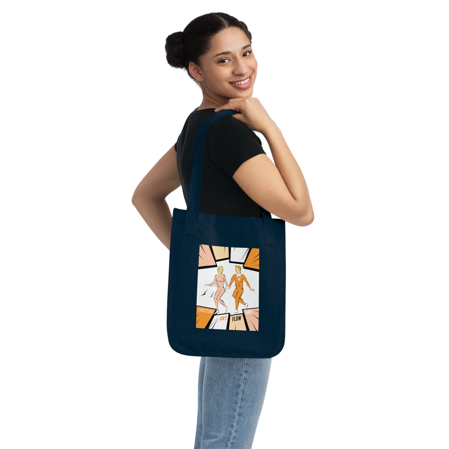 Canvas Tote Bag Sacral Chakra Super Hero — Retro Comic ‘Art Flow’ Dancing Duo Eco Tote