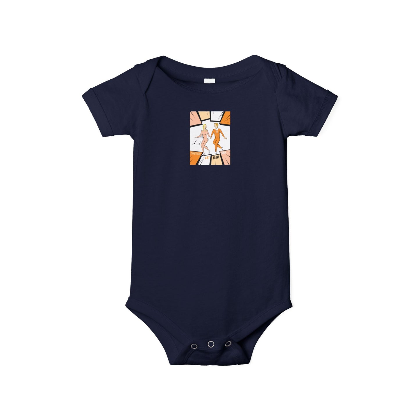 Infant One-Piece Bodysuit with Cute Sacral Chakra Super Hero Cartoon Fox Panel — Baby Gift & Everyday Wear
