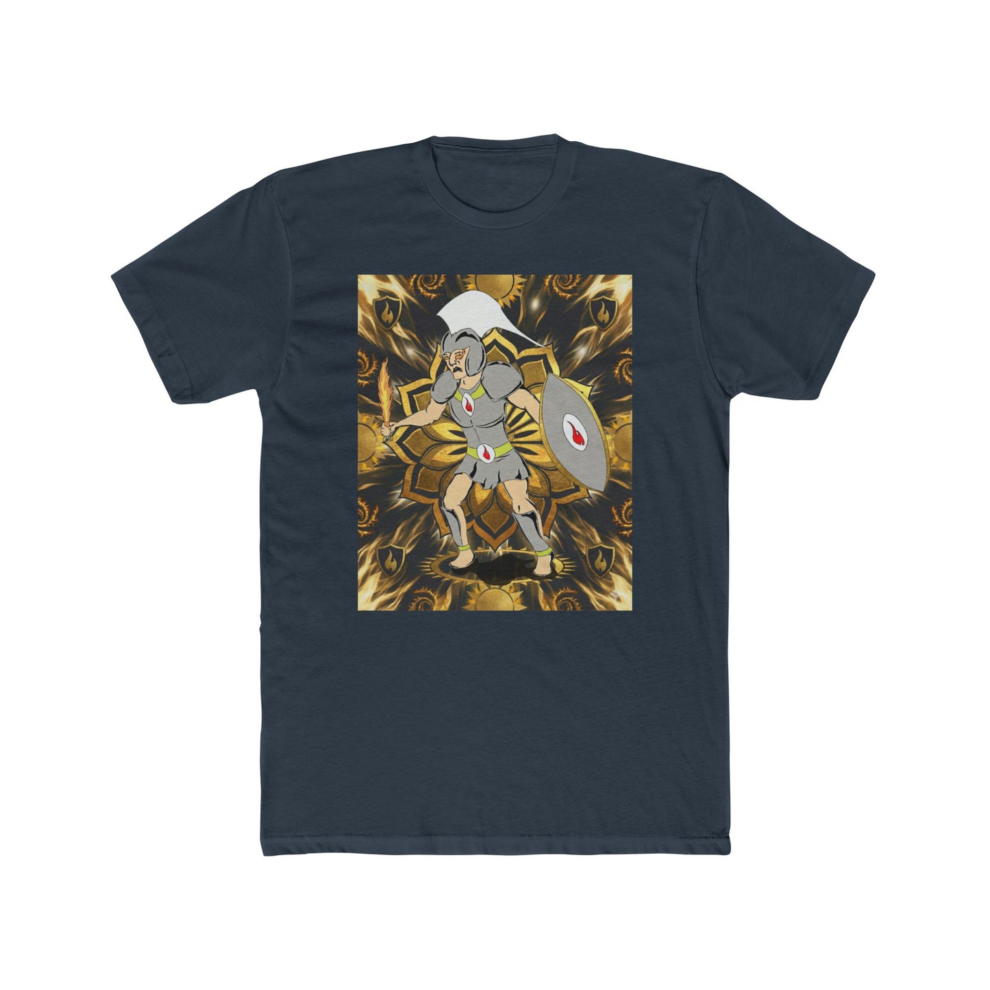 Mythic Warrior Third Chakra Super Hero Chakra 3 Graphic Tee — Shield & Spear Fantasy T-Shirt