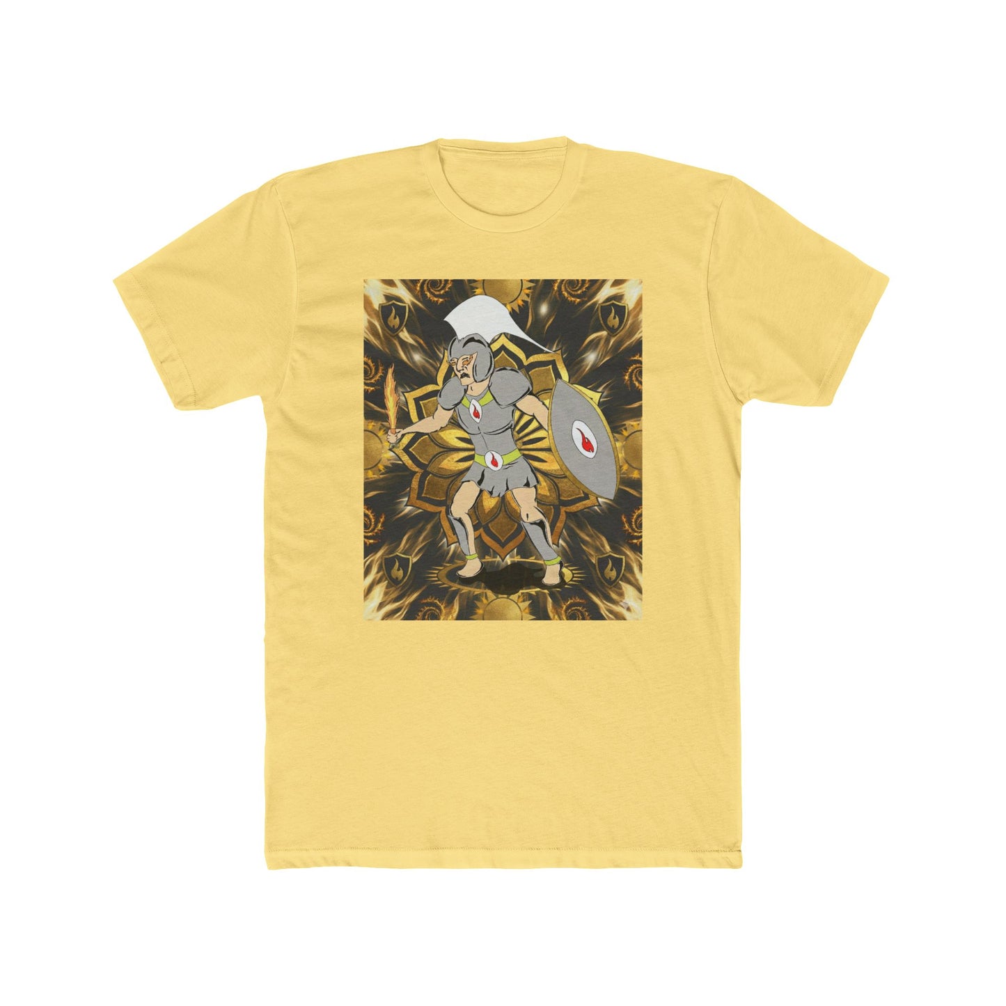 Mythic Warrior Third Chakra Super Hero Chakra 3 Graphic Tee — Shield & Spear Fantasy T-Shirt