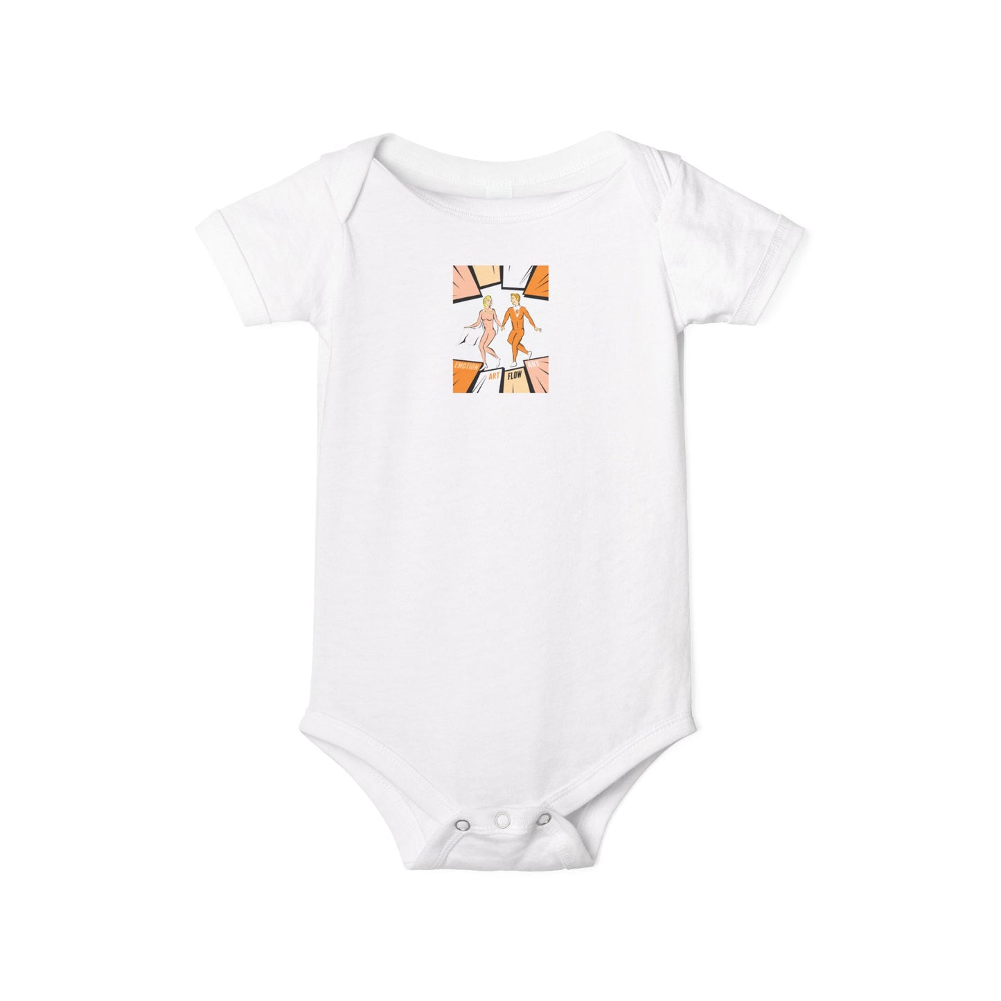 Infant One-Piece Bodysuit with Cute Sacral Chakra Super Hero Cartoon Fox Panel — Baby Gift & Everyday Wear
