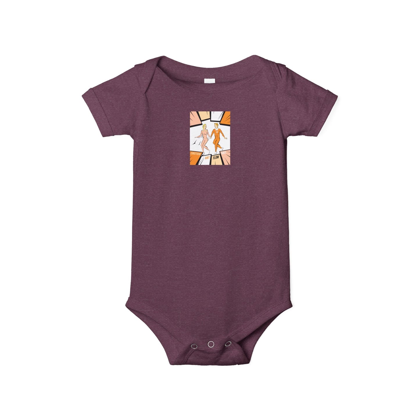 Infant One-Piece Bodysuit with Cute Sacral Chakra Super Hero Cartoon Fox Panel — Baby Gift & Everyday Wear