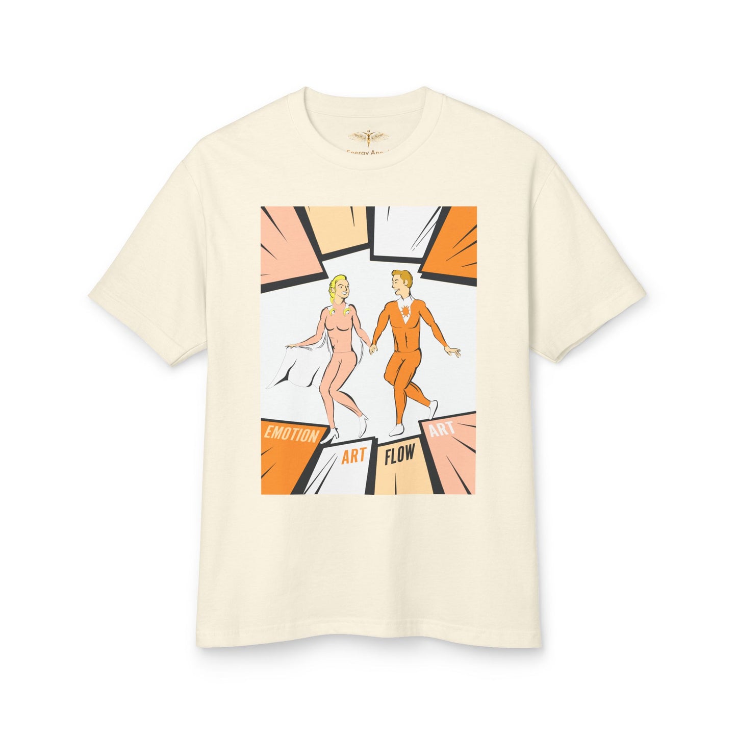 Art Flow Retro Sacral Chakra Super Hero Dance Graphic Tee — 'Emotion • Art • Flow' Vintage Pop Design