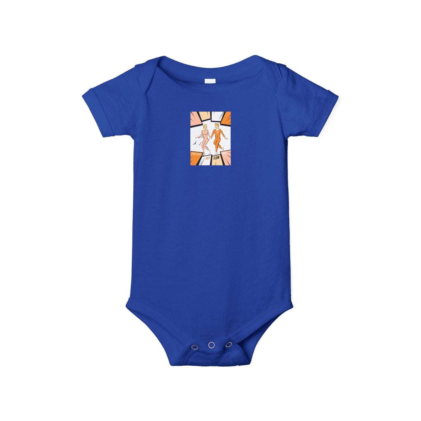Infant One-Piece Bodysuit with Cute Sacral Chakra Super Hero Cartoon Fox Panel — Baby Gift & Everyday Wear