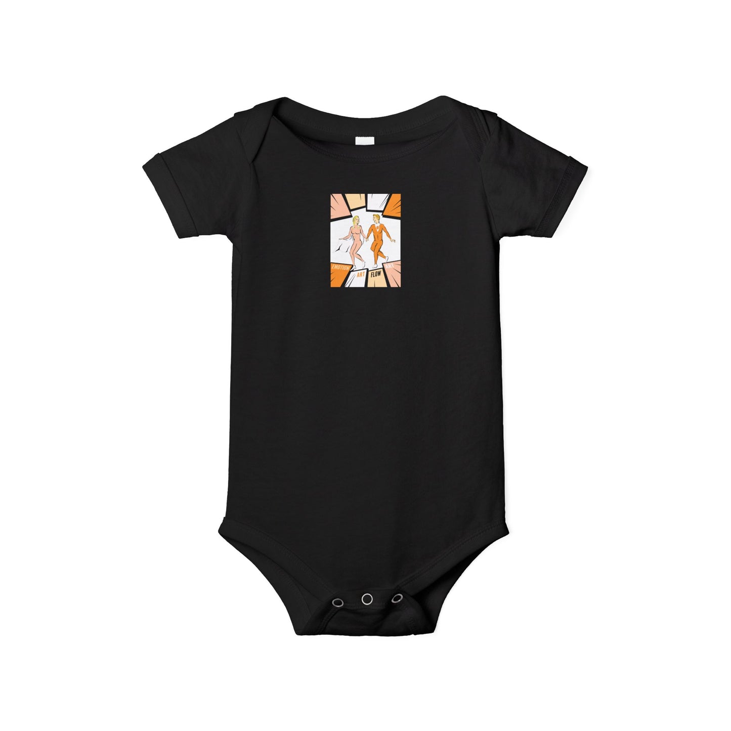 Infant One-Piece Bodysuit with Cute Sacral Chakra Super Hero Cartoon Fox Panel — Baby Gift & Everyday Wear