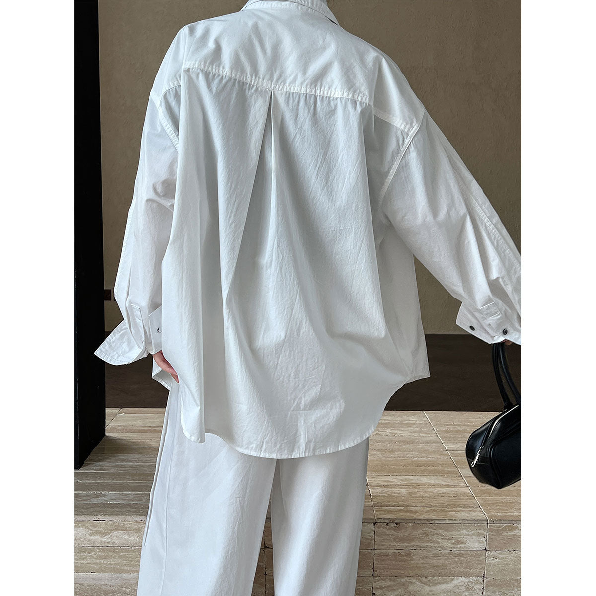 Cotton long sleeved shirt collar top jacket