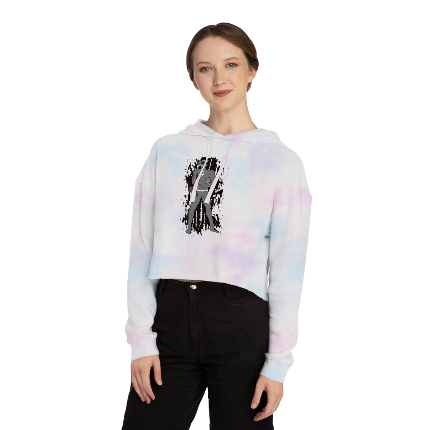 Cropped Hoodie Sacral Chakra Super Hero — Gothic Girl Silhouette Graphic