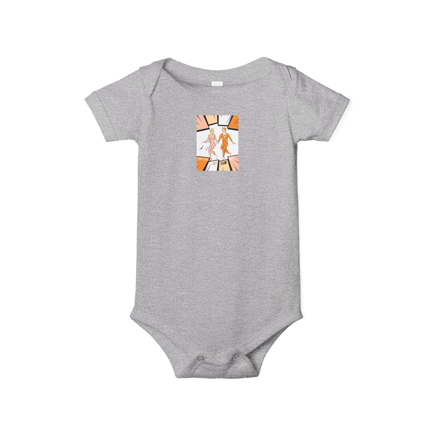 Infant One-Piece Bodysuit with Cute Sacral Chakra Super Hero Cartoon Fox Panel — Baby Gift & Everyday Wear