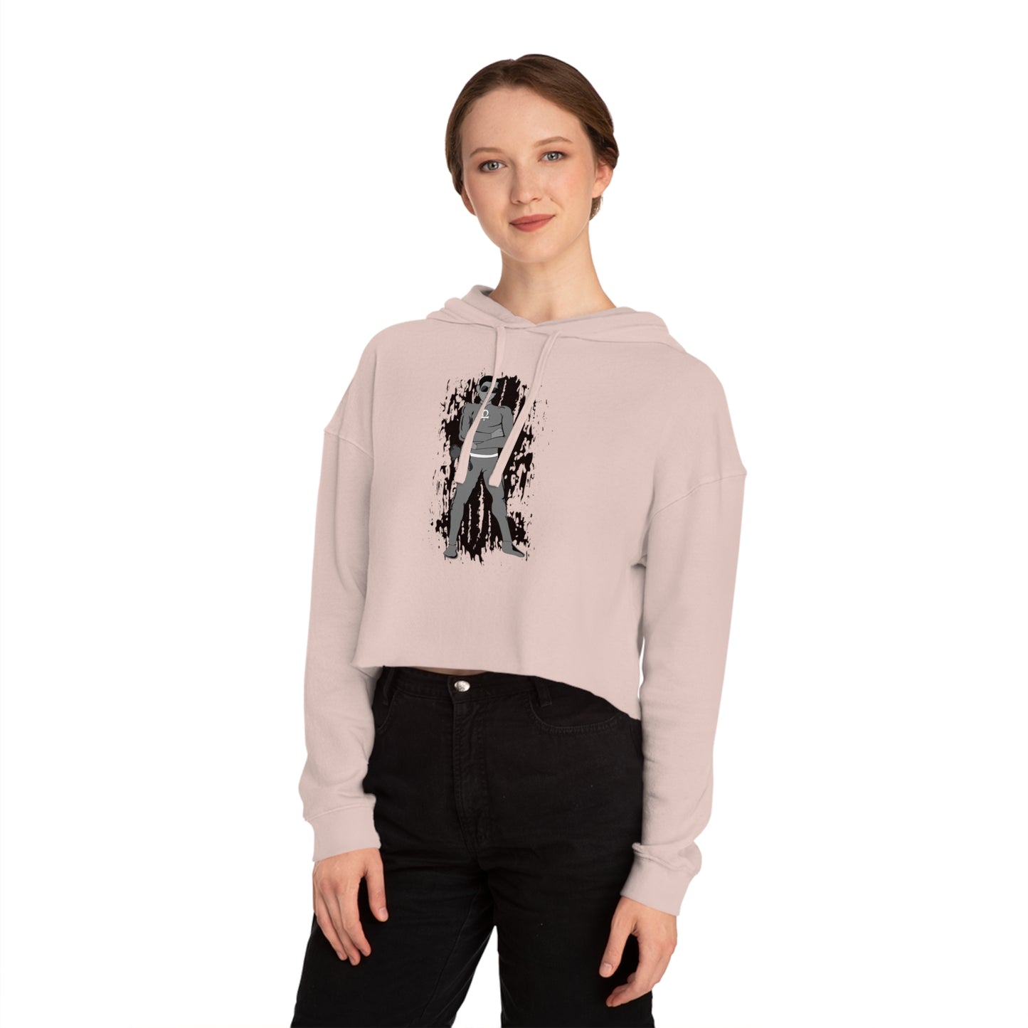 Cropped Hoodie Sacral Chakra Super Hero — Gothic Girl Silhouette Graphic