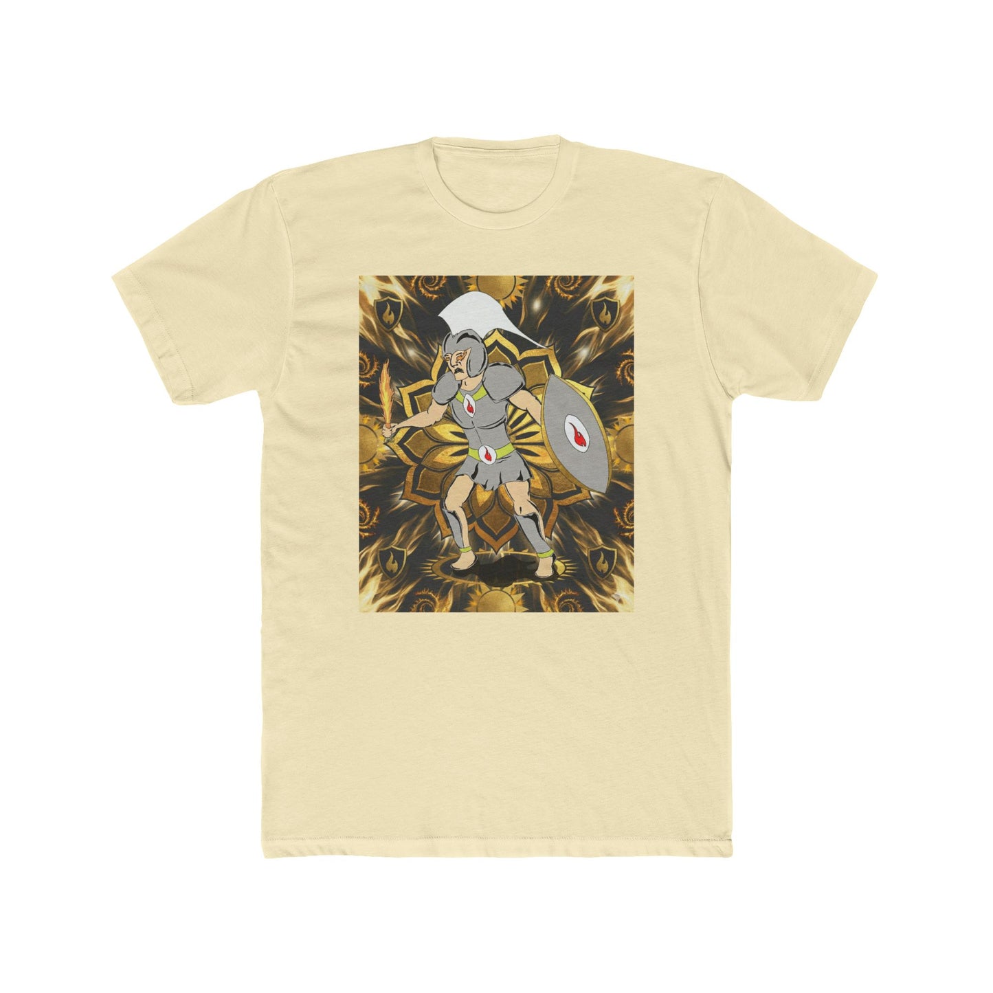 Mythic Warrior Third Chakra Super Hero Chakra 3 Graphic Tee — Shield & Spear Fantasy T-Shirt