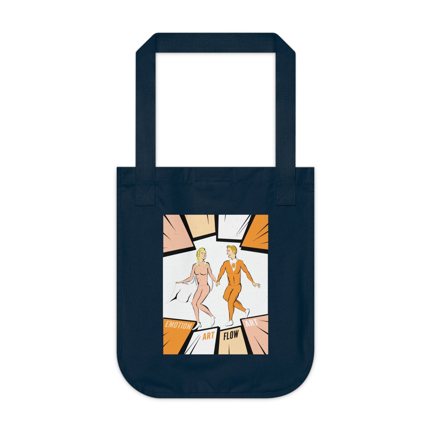 Canvas Tote Bag Sacral Chakra Super Hero — Retro Comic ‘Art Flow’ Dancing Duo Eco Tote