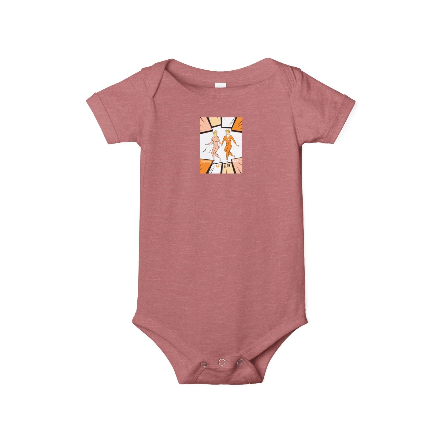 Infant One-Piece Bodysuit with Cute Sacral Chakra Super Hero Cartoon Fox Panel — Baby Gift & Everyday Wear