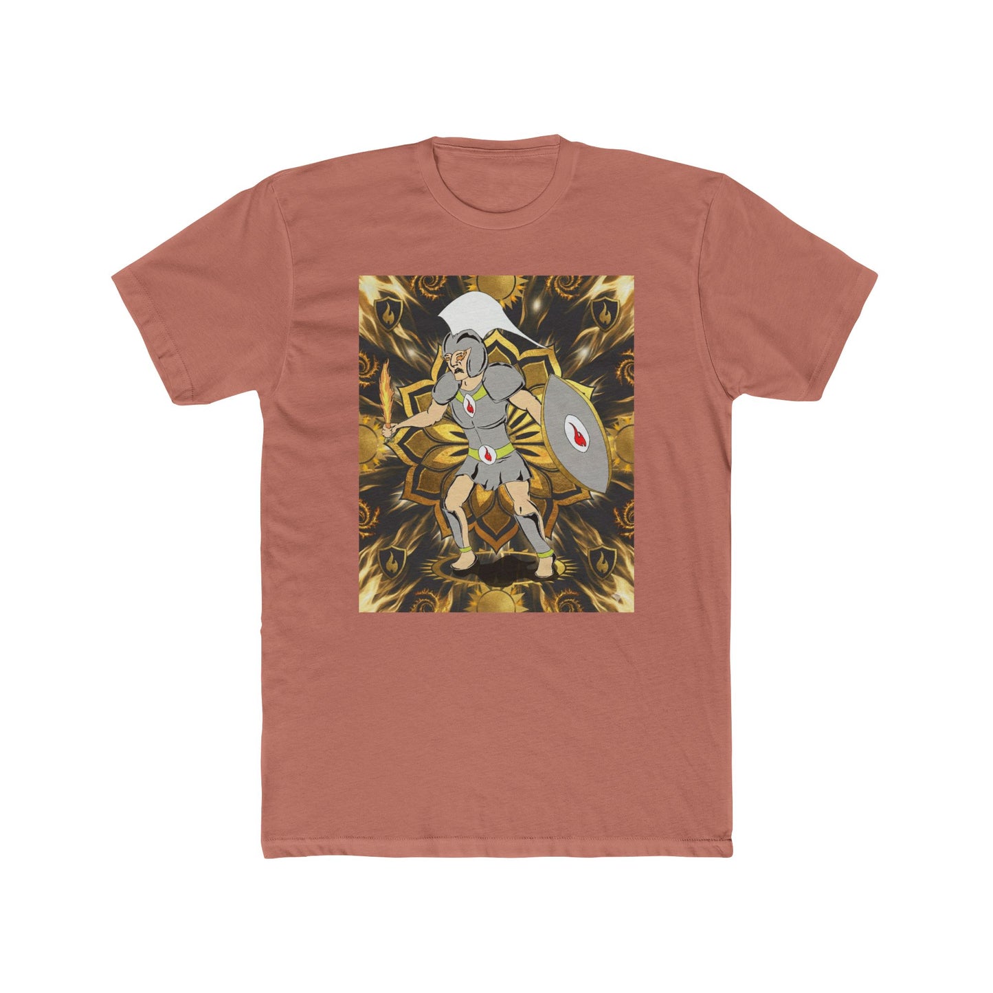 Mythic Warrior Third Chakra Super Hero Chakra 3 Graphic Tee — Shield & Spear Fantasy T-Shirt