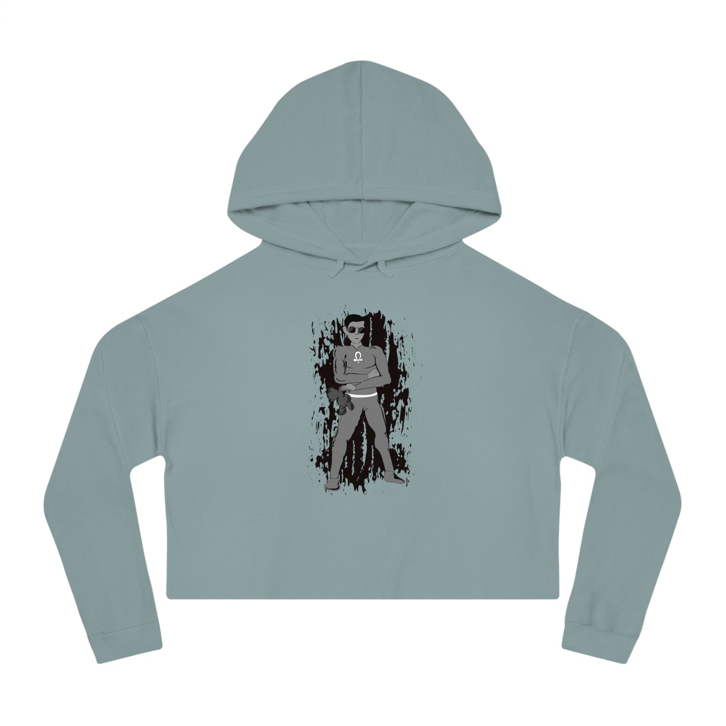 Cropped Hoodie Sacral Chakra Super Hero — Gothic Girl Silhouette Graphic