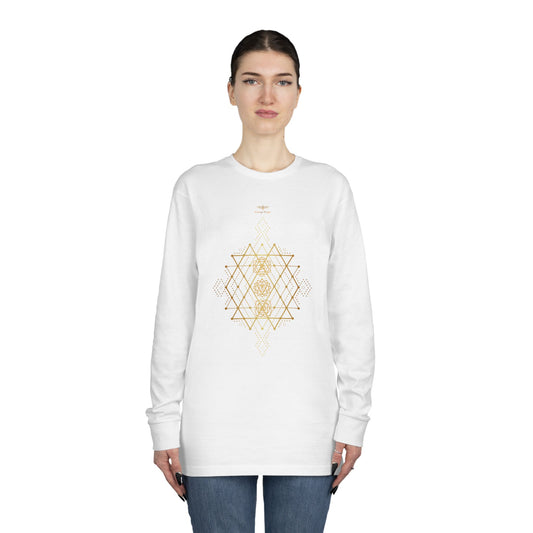 Sacred Geometry Long Sleeve Tee — Gold Mandala Crewneck