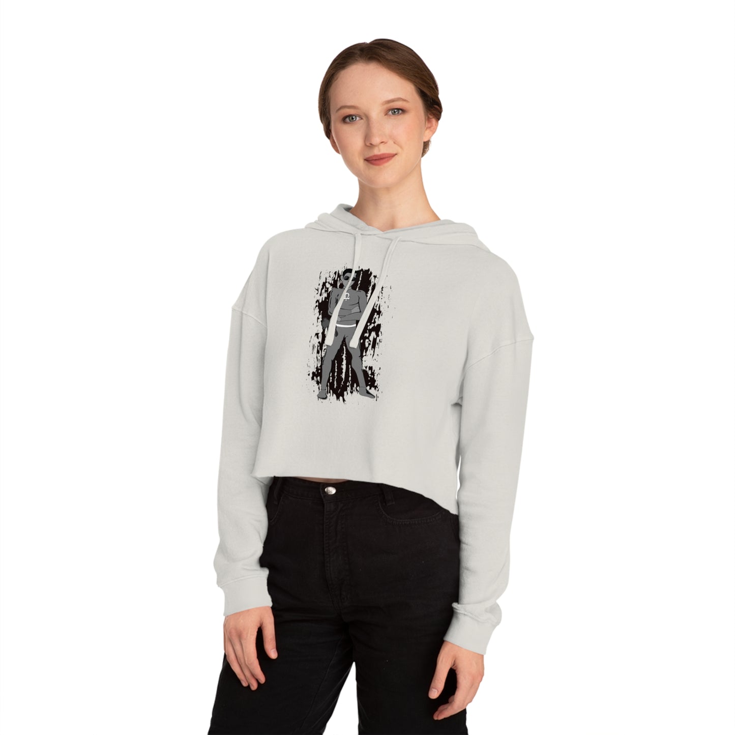 Cropped Hoodie Sacral Chakra Super Hero — Gothic Girl Silhouette Graphic