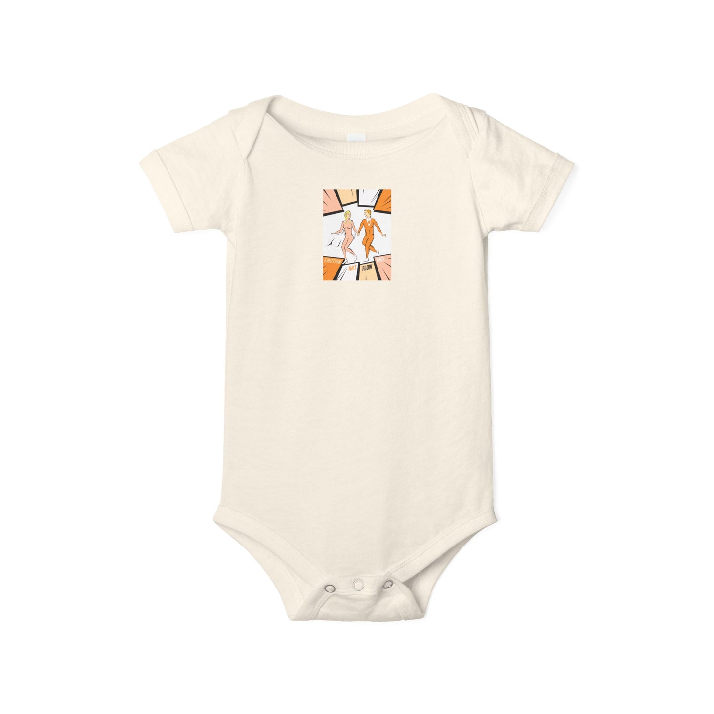 Infant One-Piece Bodysuit with Cute Sacral Chakra Super Hero Cartoon Fox Panel — Baby Gift & Everyday Wear