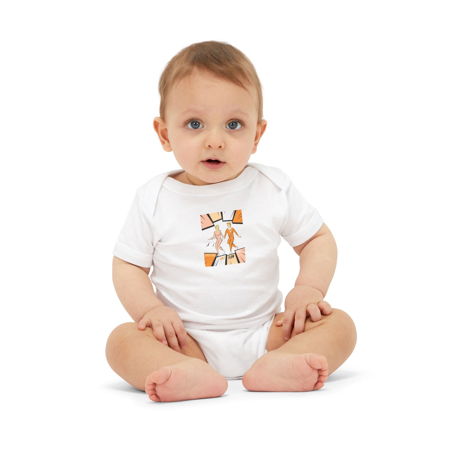 Infant One-Piece Bodysuit with Cute Sacral Chakra Super Hero Cartoon Fox Panel — Baby Gift & Everyday Wear