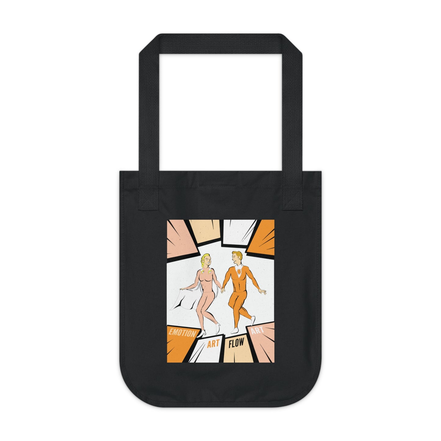 Canvas Tote Bag Sacral Chakra Super Hero — Retro Comic ‘Art Flow’ Dancing Duo Eco Tote