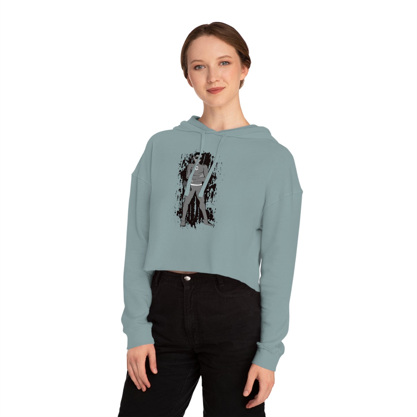 Cropped Hoodie Sacral Chakra Super Hero — Gothic Girl Silhouette Graphic