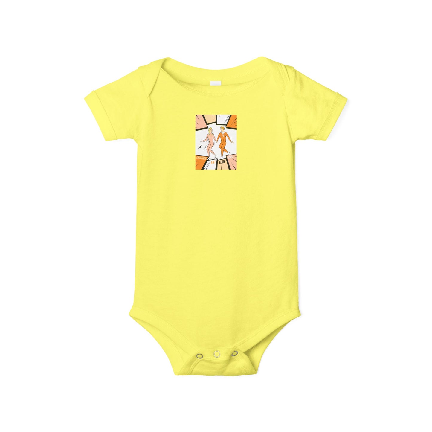 Infant One-Piece Bodysuit with Cute Sacral Chakra Super Hero Cartoon Fox Panel — Baby Gift & Everyday Wear