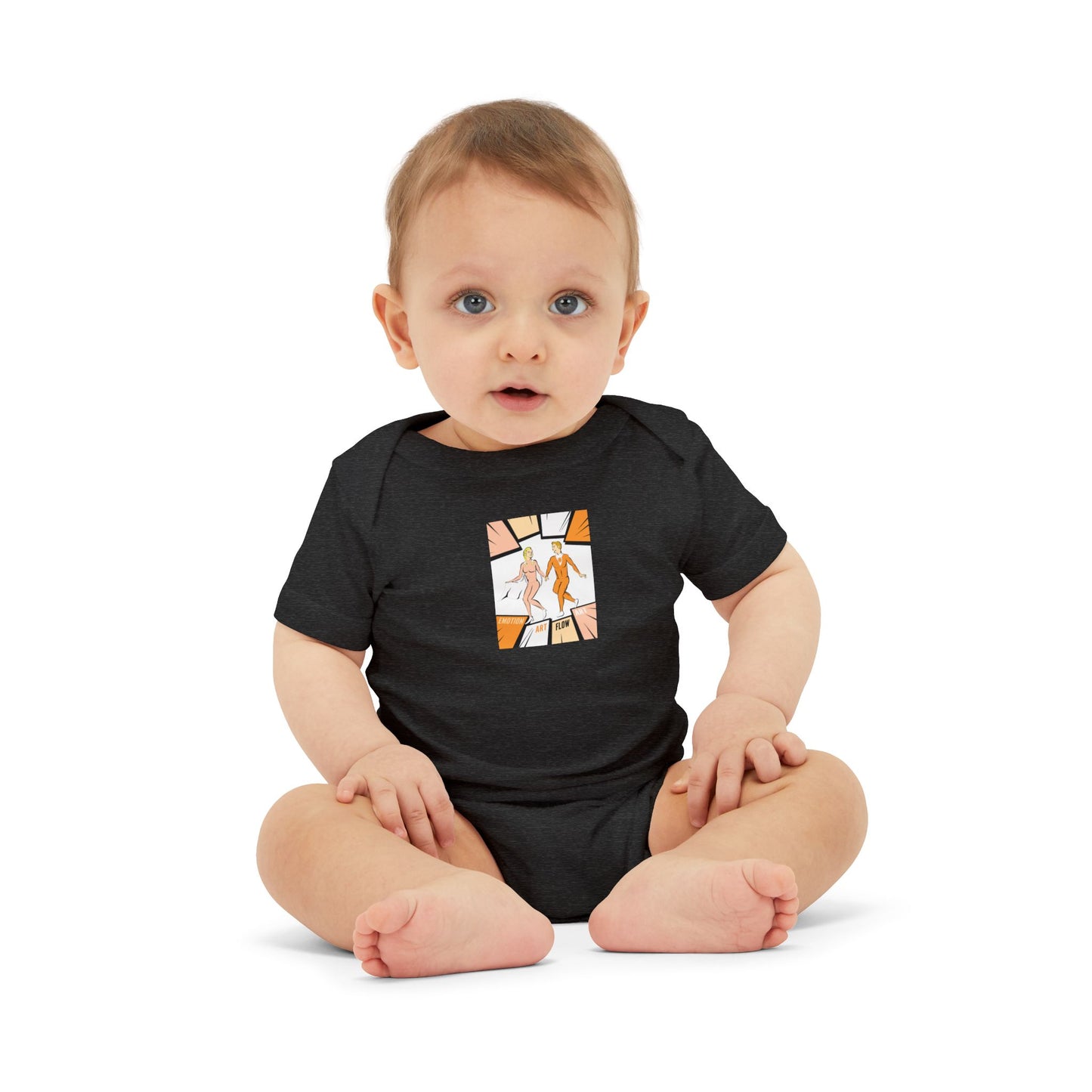 Infant One-Piece Bodysuit with Cute Sacral Chakra Super Hero Cartoon Fox Panel — Baby Gift & Everyday Wear