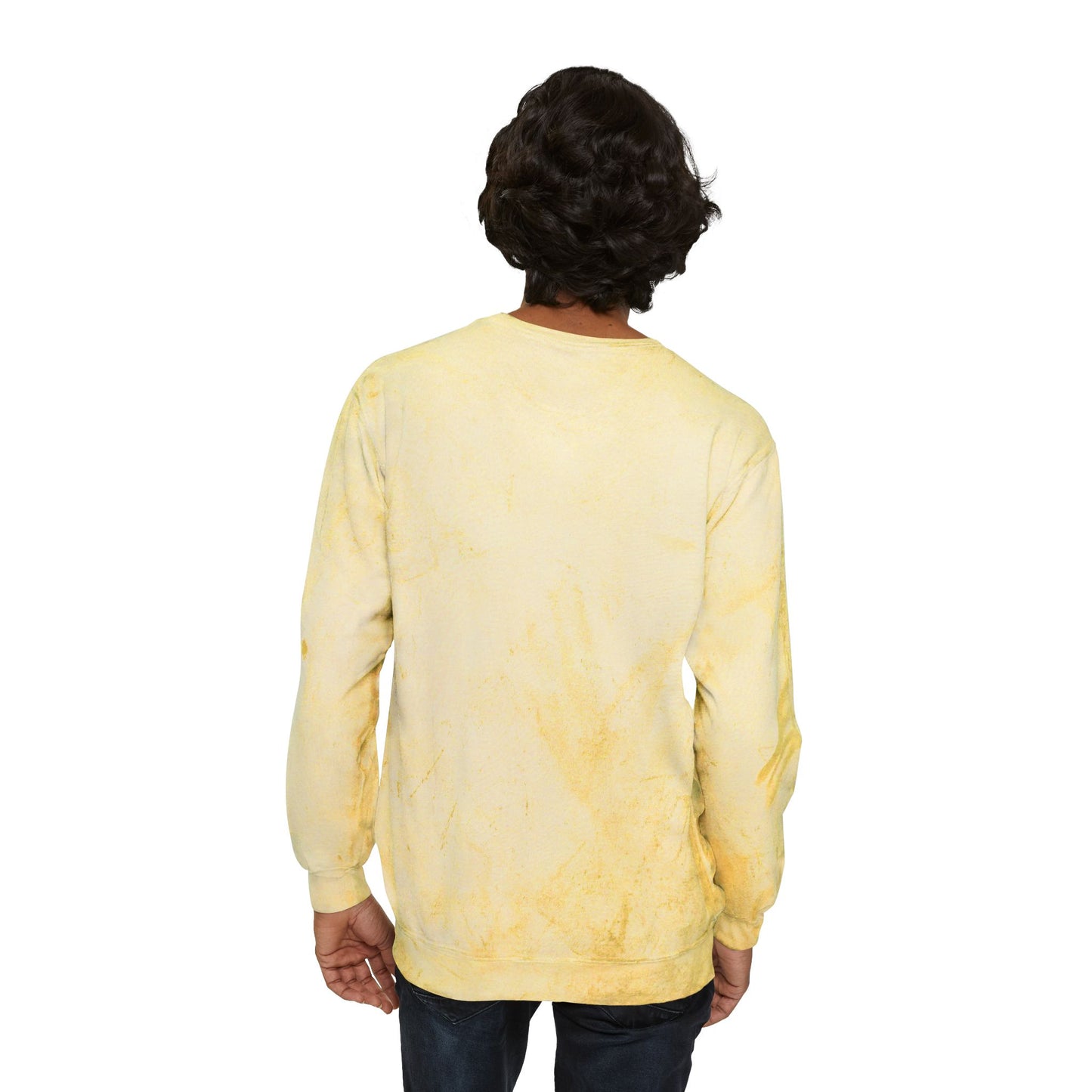 Yellow Tie-Dye Crewneck Sweatshirt with Root Chakra Super Hero Vintage Rebel Graphic