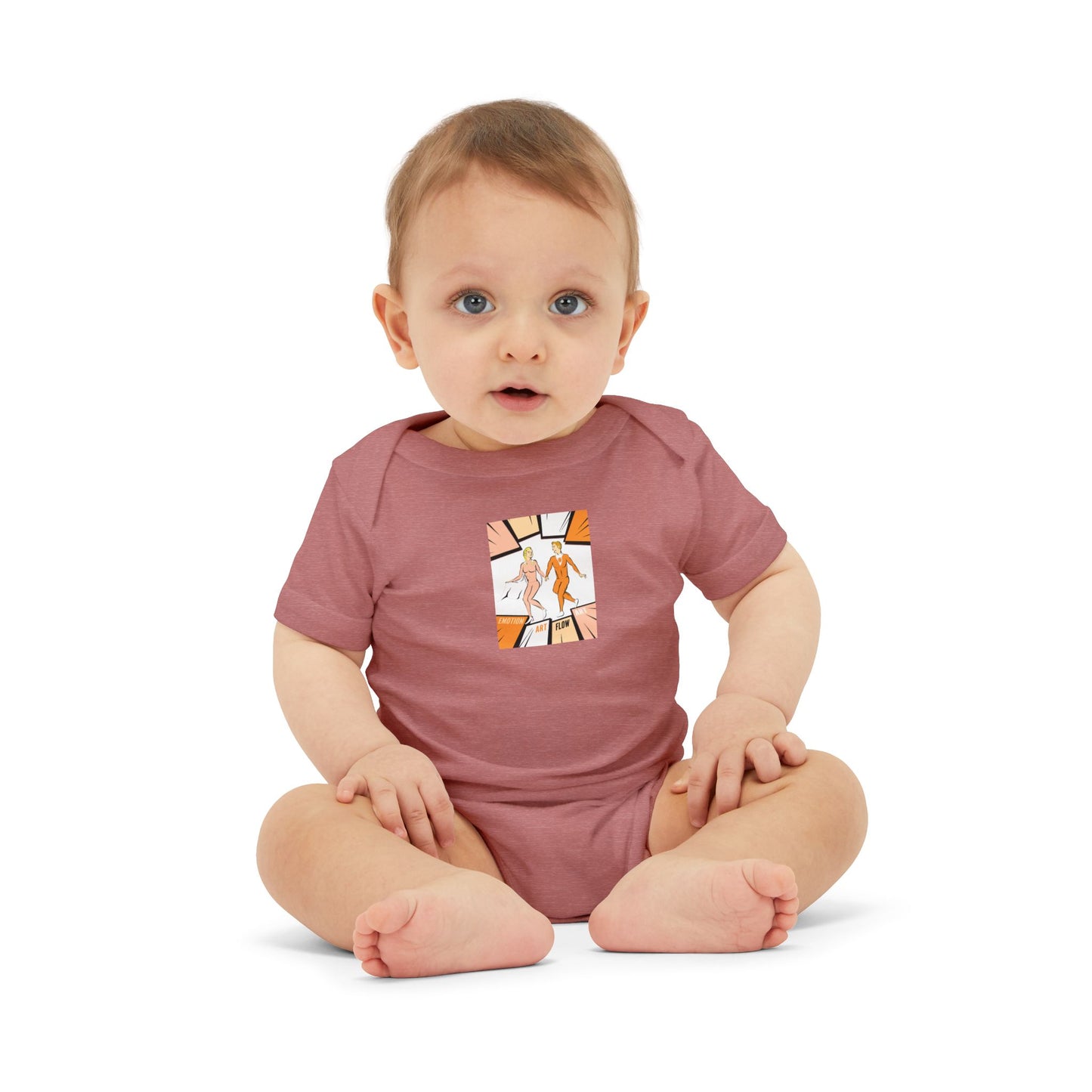Infant One-Piece Bodysuit with Cute Sacral Chakra Super Hero Cartoon Fox Panel — Baby Gift & Everyday Wear
