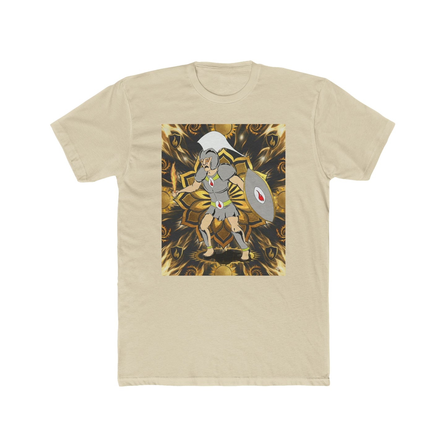 Mythic Warrior Third Chakra Super Hero Chakra 3 Graphic Tee — Shield & Spear Fantasy T-Shirt