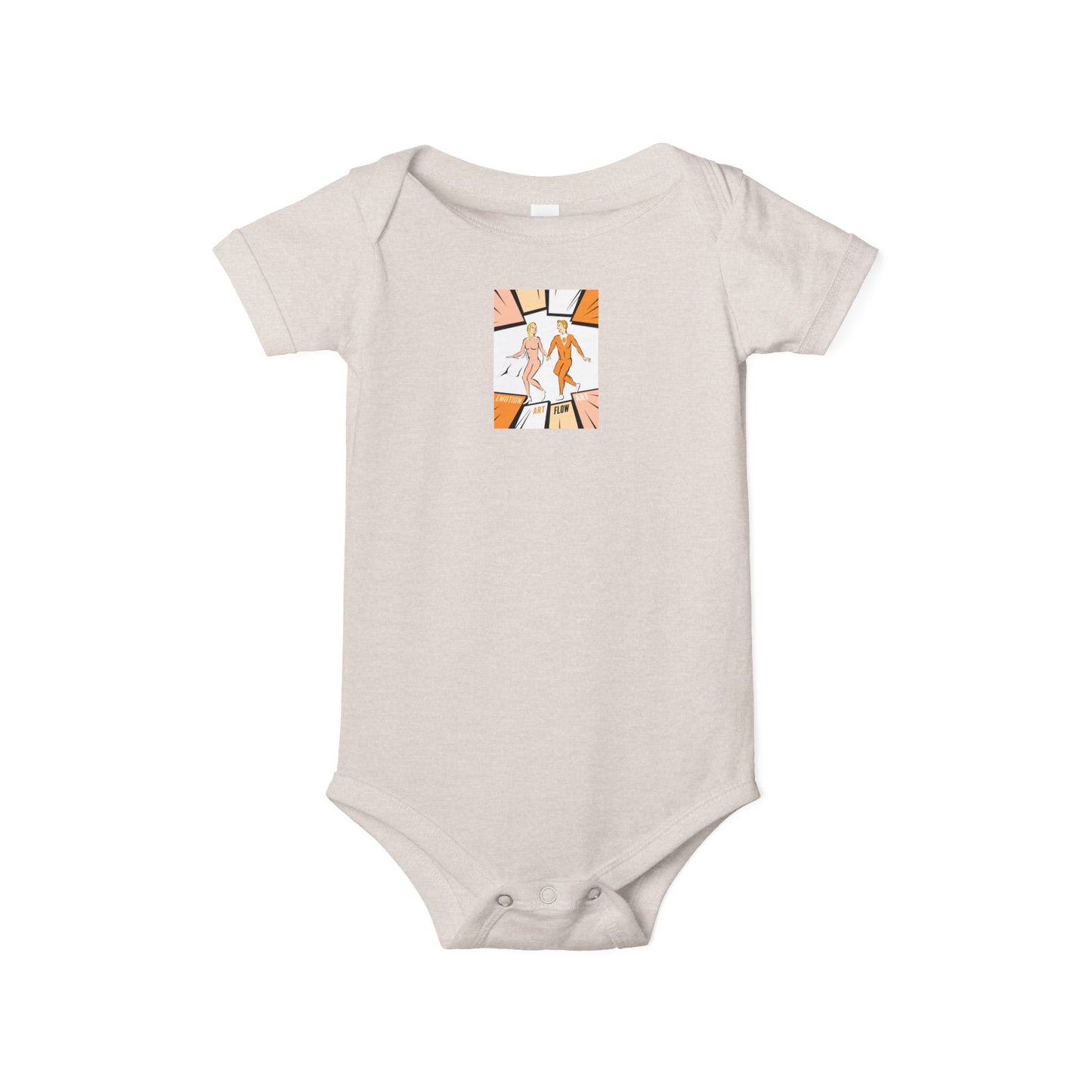Infant One-Piece Bodysuit with Cute Sacral Chakra Super Hero Cartoon Fox Panel — Baby Gift & Everyday Wear