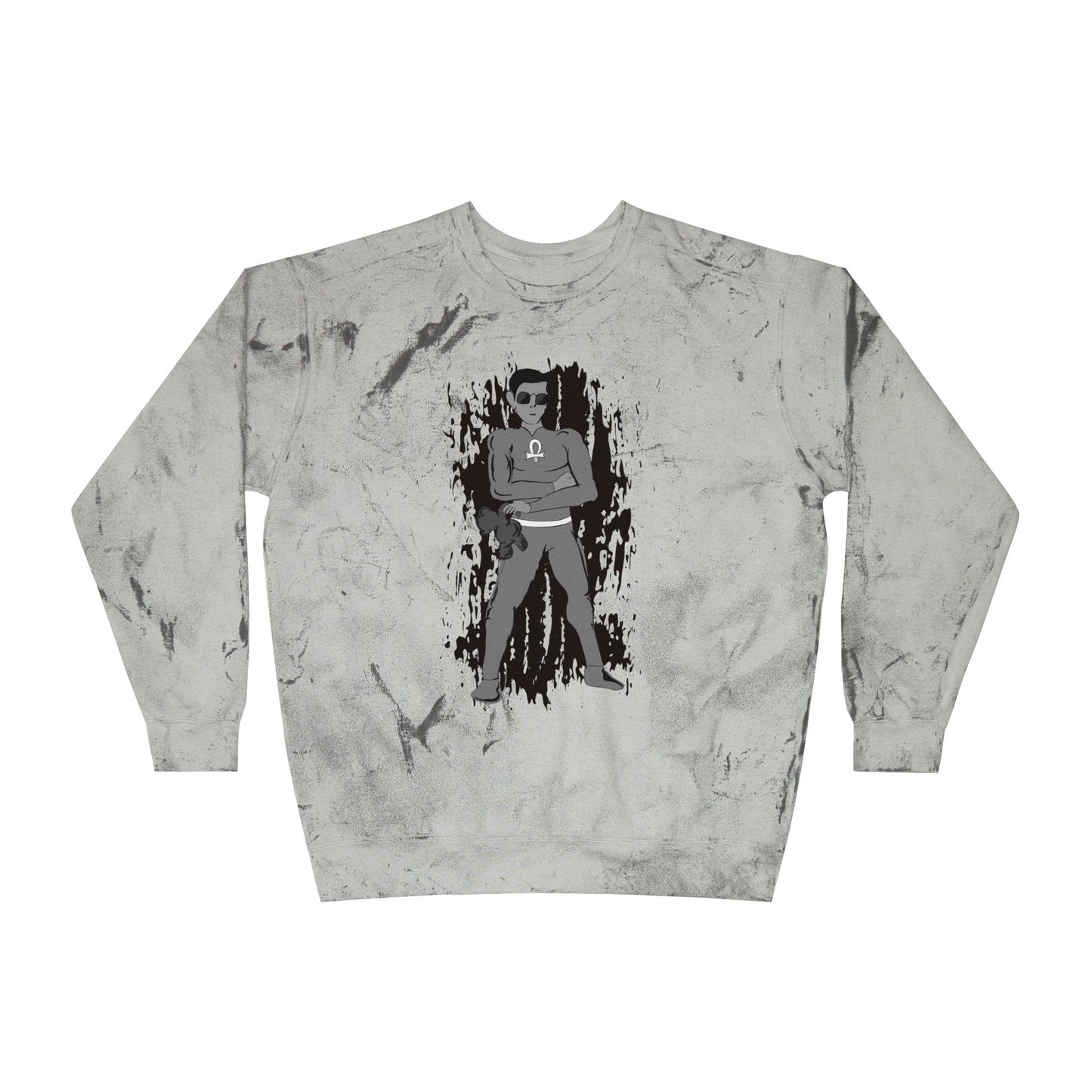 Yellow Tie-Dye Crewneck Sweatshirt with Root Chakra Super Hero Vintage Rebel Graphic