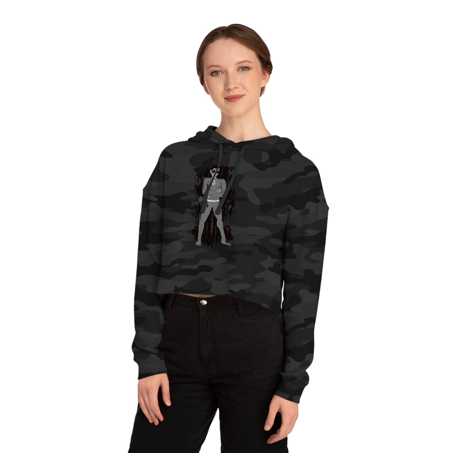 Cropped Hoodie Sacral Chakra Super Hero — Gothic Girl Silhouette Graphic