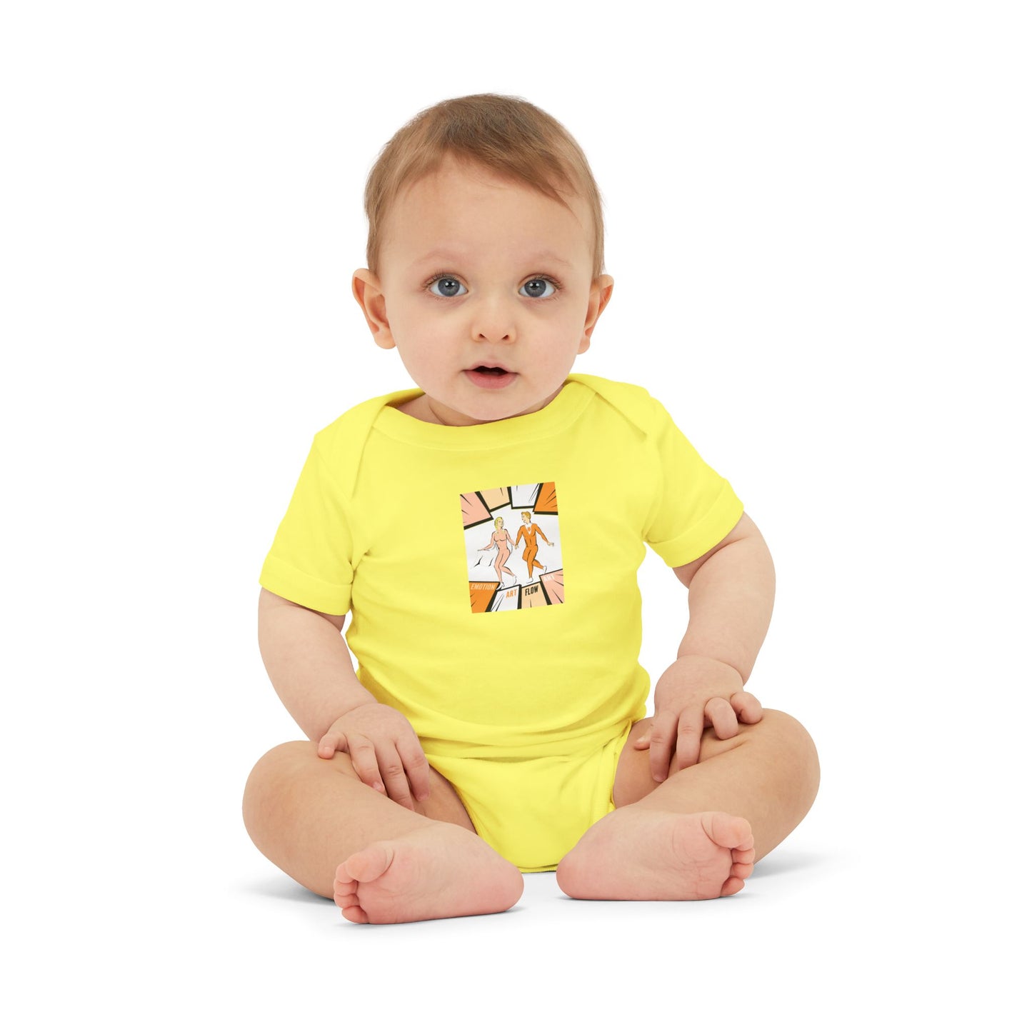 Infant One-Piece Bodysuit with Cute Sacral Chakra Super Hero Cartoon Fox Panel — Baby Gift & Everyday Wear