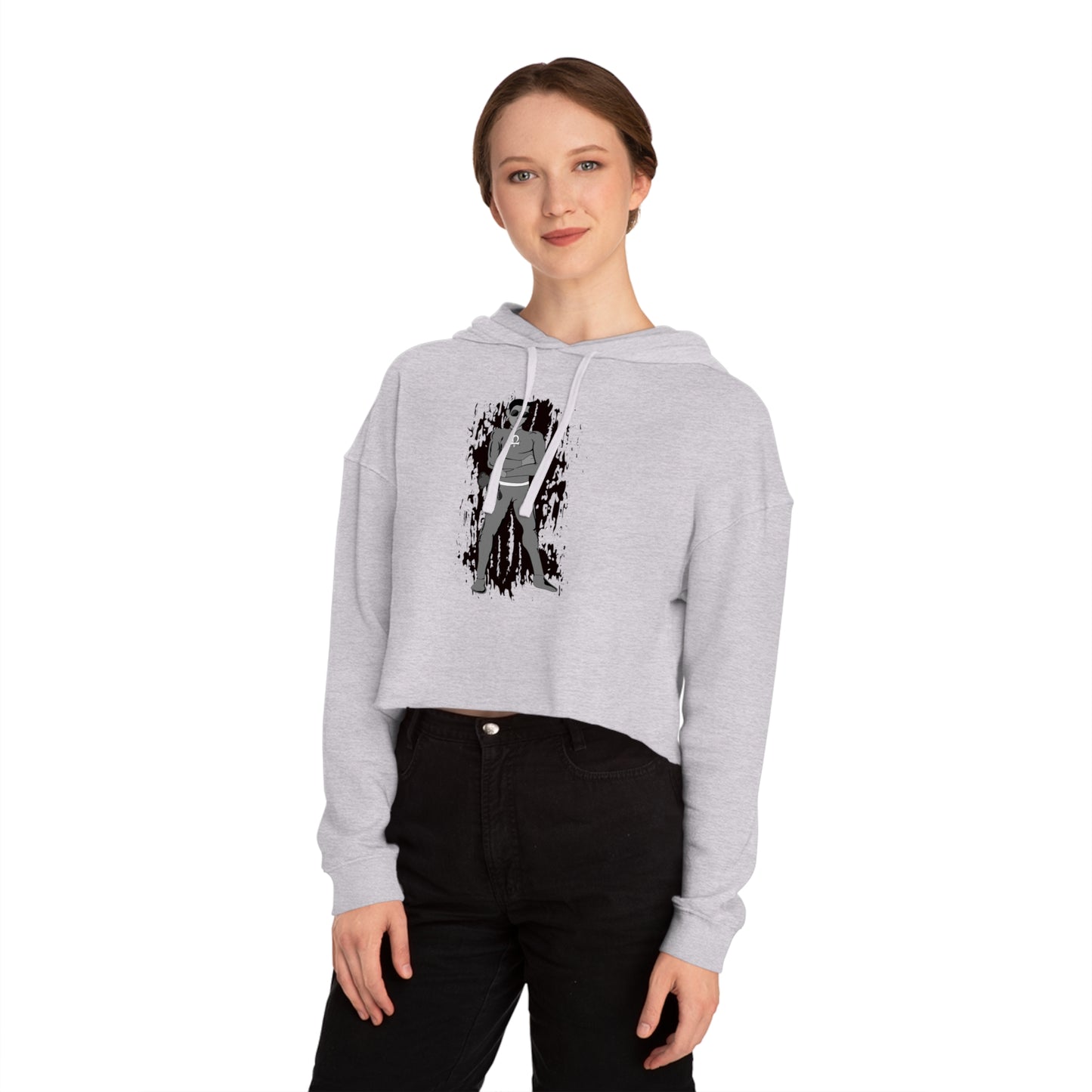 Cropped Hoodie Sacral Chakra Super Hero — Gothic Girl Silhouette Graphic