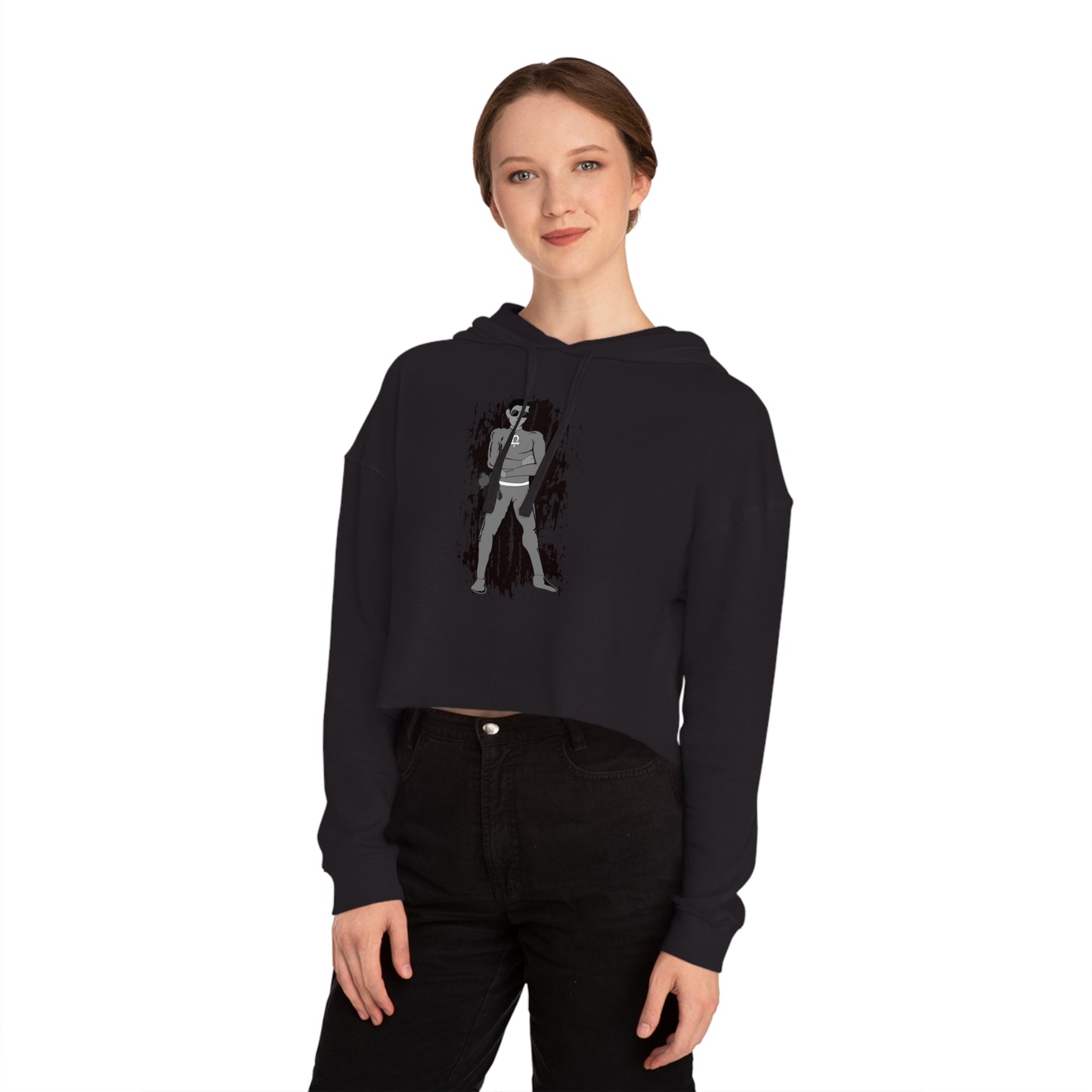 Cropped Hoodie Sacral Chakra Super Hero — Gothic Girl Silhouette Graphic
