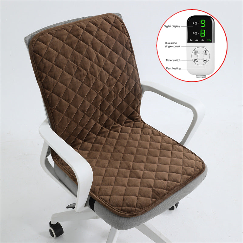 Heated Seat Cushion, 220V Electric Mat, Office Chair Warmer, Smart Timer, Integrated Backrest
