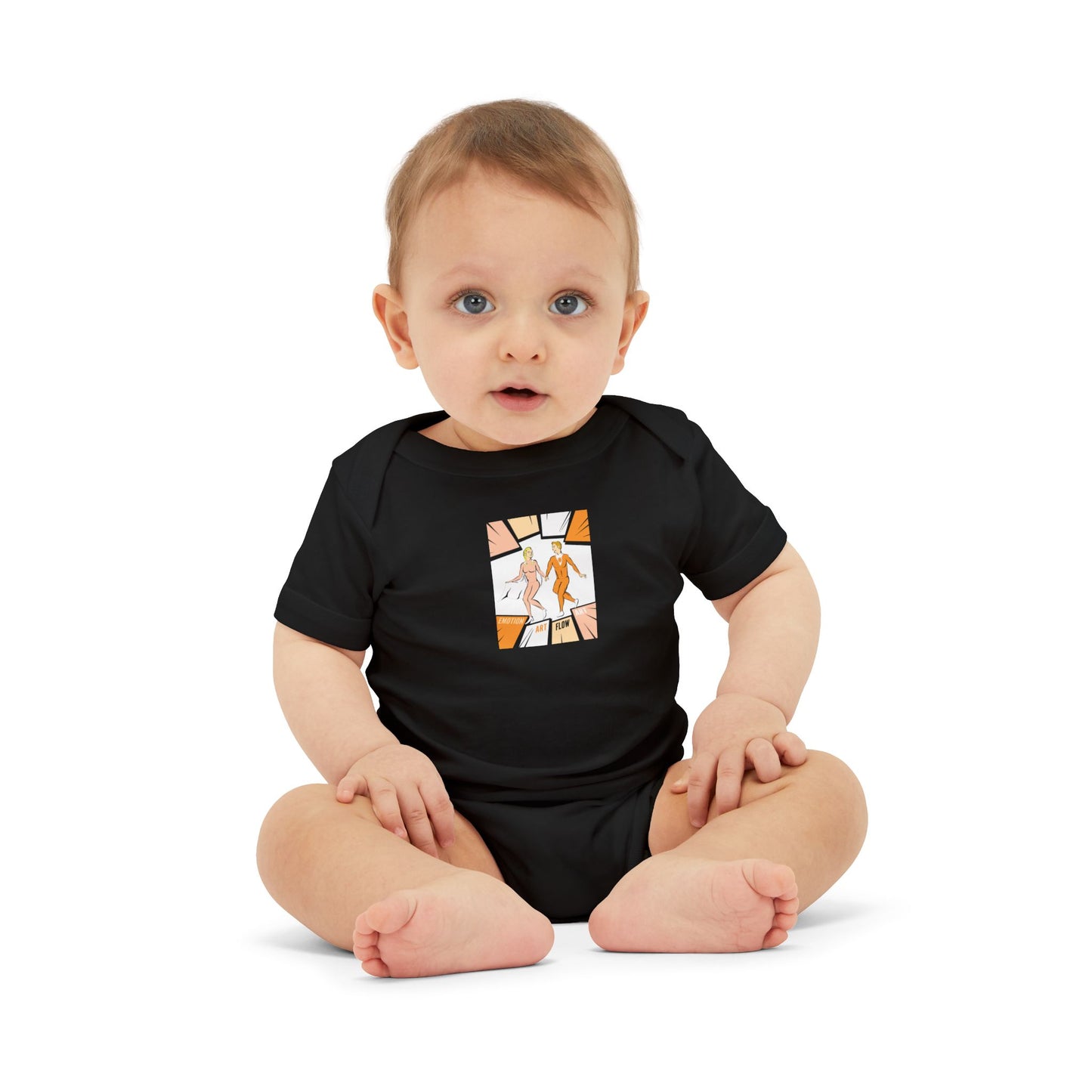 Infant One-Piece Bodysuit with Cute Sacral Chakra Super Hero Cartoon Fox Panel — Baby Gift & Everyday Wear
