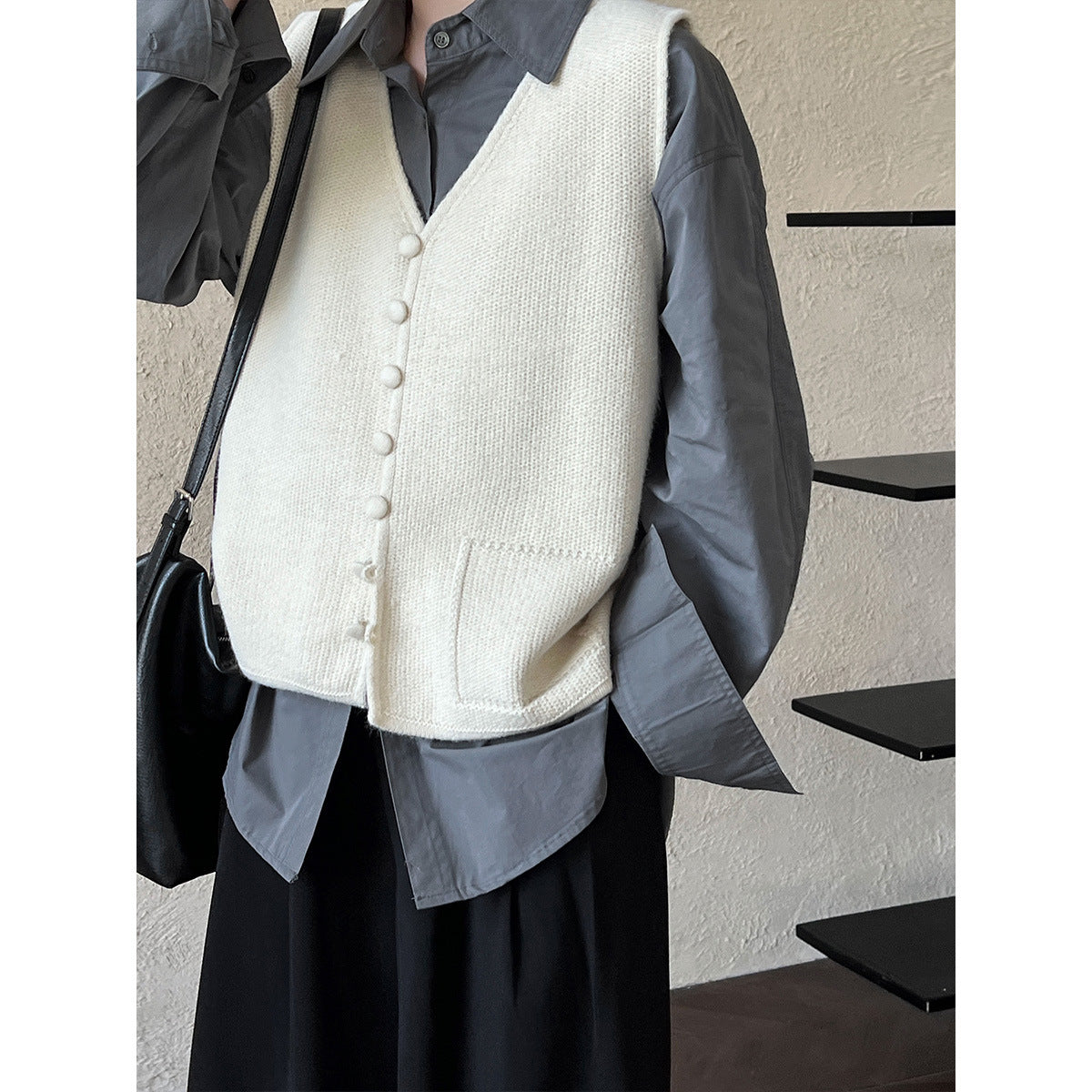 Cotton long sleeved shirt collar top jacket