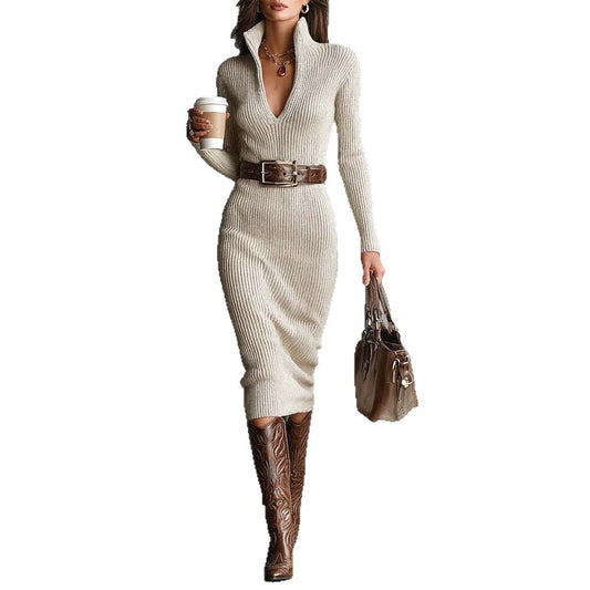 Long sleeved waist cinching dress